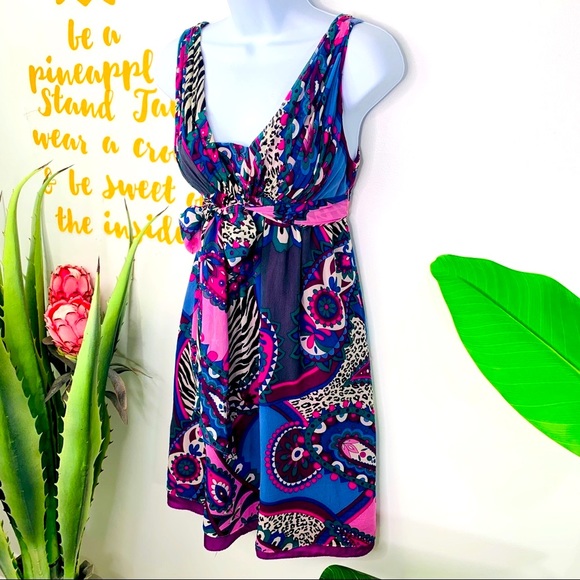 Tibi Multi-Color Silk Sleeveless Dress Size 0 - Picture 3 of 15